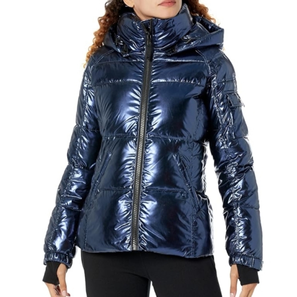 S13 'Metallic Kylie' Water-Resistant Puffer Jacket, Space Blue